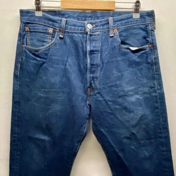 Vintage Levi’s 501XX Jeans Men's 36x30 Blue Straight Reg Dark Button Fly Denim - Picture 2 of 16